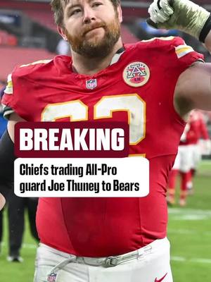 A post by @nfloncbs on TikTok caption: The Chiefs are trading All-Pro offensive guard Joe Thuney to the Bears.  #nfl #nflnews #chiefs 