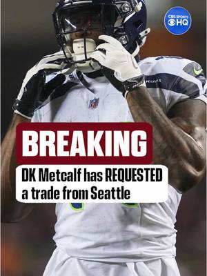 A post by @nfloncbs on TikTok caption: DK Metcalf has requested a trade from Seattle  #nfl #nflnews #seahawks 