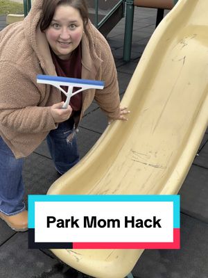 A post by @applesauceandadhd on TikTok caption: This is possibly my only original thought I have EVER had! I posted about this 2 years ago and many of your minds were blown 🤯 still my ultimate mom hack! #aggressivetutoriallady #aggressivetutorials #momhack #parkhack #squeegeehack #dollartreehack #dollarstorehack #tricksupmysleeve 