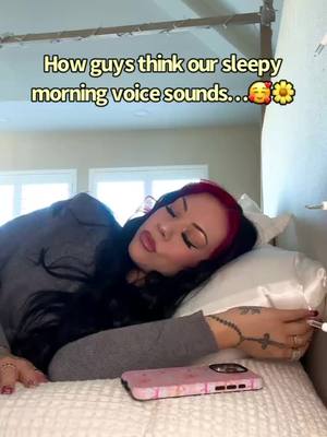 A post by @officialsalicerose on TikTok caption: HOW GUYS THINK OUR SLEEPY MORNING VOICE SOUNDS…🥰🌼 #funny #relatable #fyp #goodmorning #bae #morningvoicebelike 