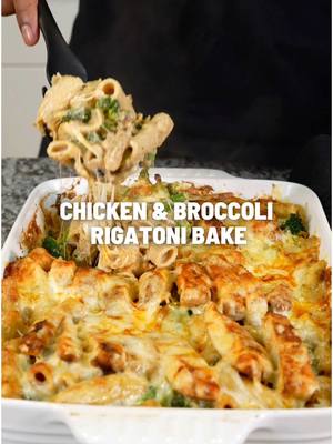 A post by @royaleeats on TikTok caption: Chicken & Broccoli Rigatoni Bake! Ingredients are posted below and full recipe is on my blog www.royaleeats.com Chicken prep •3 Boneless Skinless Chicken Breast, sliced in half •2 tablespoons Olive Oil, for seasoning chicken •1 ½ teaspoons Kosher Salt, for seasoning chicken •2 teaspoons Black Pepper, for seasoning chicken •2 teaspoons Garlic Powder, for seasoning chicken •2 teaspoons Italian Seasoning, for seasoning chicken •1 teaspoons Smoked Paprika, for seasoning chicken •2 tablespoons Neutral Oil, for cooking chicken Broccoli prep •2 cups Broccoli Florets, steam according to your preferred method Pasta prep •16 oz Rigatoni Pasta, or pasta of choice •1 medium Yellow Onion, diced •4 cloves garlic, minced •2 tablespoons All-Purpose Flour •¼ cup Unsalted Butter •½ cup Chicken Stock •3 cups Heavy Cream •Salt, to taste for cream sauce •1 teaspoon Black Pepper, to taste for cream sauce •1 teaspoon Garlic Powder, to taste for cream sauce •1 cup Mozzarella Cheese, shredded and divided •1 cup Monterey Jack Cheese, shredded and divided  •1 cup Parmesan Cheese, shredded and divided #royaleeats 