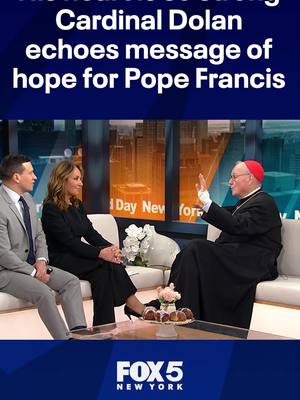 A post by @fox5newyork on TikTok caption: Cardinal Dolan joined Good Day on Wednesday to discuss Pope Francis, praising him for being a fighter and a 'man of the heart'.