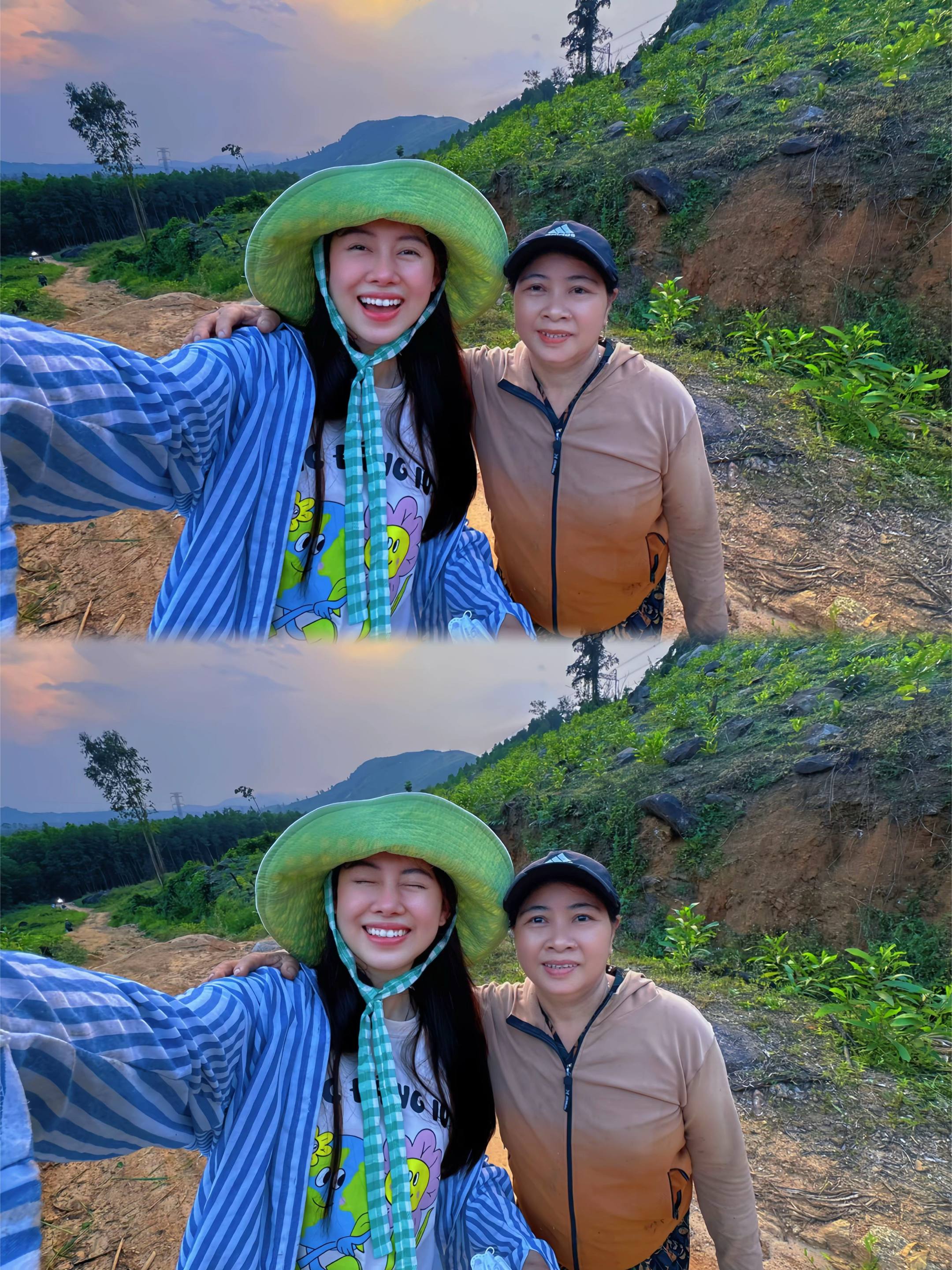 A post by @vietphuongthoa98 on TikTok caption: Theo mẹ lên rẫy 😊
