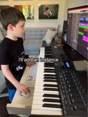 A post by @milesmusickid on TikTok caption: mr. bear approves 👍🏼 (the song Miles is remixing is #Attention by @Charlie Puth) #MilesMusicKid #charlieputh #attention #remix #musicproducer #EDM #musictok #talent #kidzbop #family