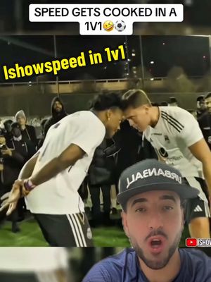 A post by @seanfreestyle on TikTok caption: Let’s rate speed 1v1 performance #ishowspeed #1v1 #football 