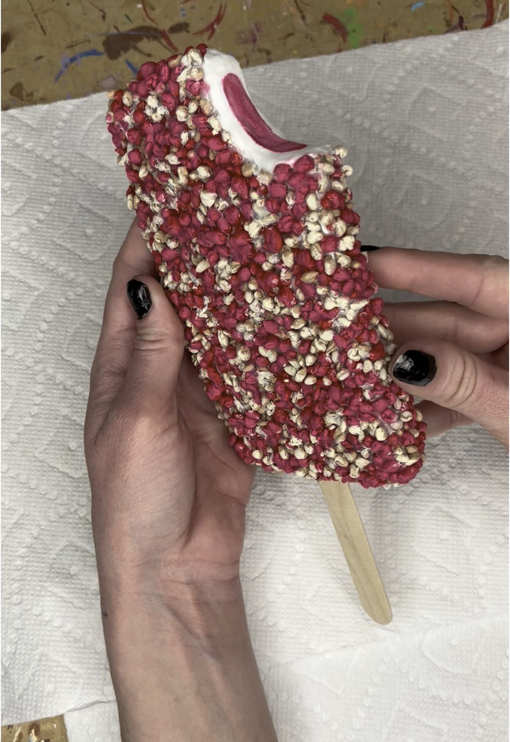 A post by @nickid_creations on TikTok caption: I promise it’s more pink than it looks my hallway is just dark afff 💕 #homedecor #art #clay #icecream #decor #artist #fyp 