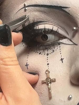 A post by @motherof.hades on TikTok caption: hiiii bbs 🦇 back to a lil bit of trad fun 🖤 IB: @estrella 𖤐 @𝔇𝔯𝔬𝔭𝔇𝔢𝔞𝔡𝔊𝔬𝔯𝔤𝔢𝔬𝔲 @Black Moon Cosmetics @NYX Professional Makeup @Ask & Embla @elfcosmetics #goth #gothmakeup #gothsubculture #motherofhades #facepiercings #foryou #fyp #trending #tradgoth #tradgoth #rosary #facechart #stretchedseptum #stretchedears  #gothmakeuptutorial #darkmakeup #altmakeup 