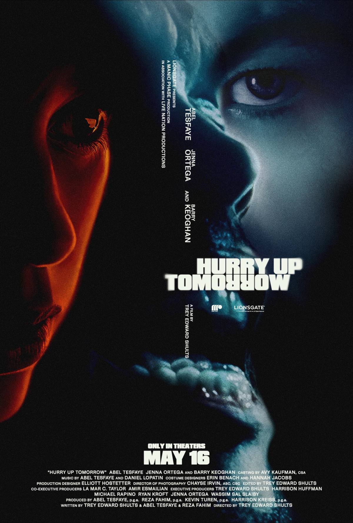 A post by @theweeknd on TikTok caption: Official Film Poster for Hurry Up Tomorrow In Theaters May 16th