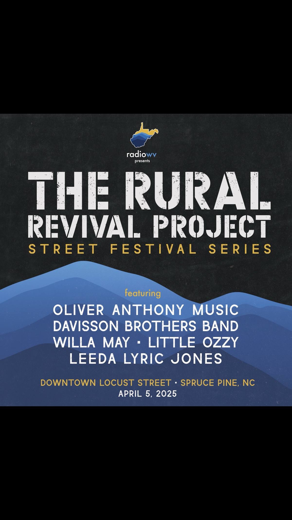 A post by @oliveranthonymusic on TikTok caption: @radiowv presents: @Rural Revival Project Spruce Pine, NC Saturday, April 5, 2025  Tickets available now through the link in bio. Join us for an incredible event dedicated to raising critical funds and awareness for a community deeply affected by recent hurricanes. The destruction of homes, businesses, and livelihoods has left many residents struggling to rebuild, but the spirit of Spruce Pine remains unshaken. This project aims to bring people together, show unwavering support, and amplify efforts to provide financial assistance and relief.  See you there.