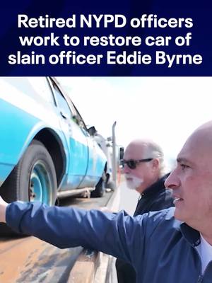 A post by @fox5newyork on TikTok caption: Retired NYPD officers are restoring the patrol car of Officer Eddie Byrne, who was ambushed and killed in 1988 while guarding a witness’s home in Queens. The group aims to complete the restoration by the next anniversary of Byrne’s death and display the car at the NYPD Police Academy as a tribute to his sacrifice. #nyc #nypd #thankyouforyourservice #eddiebyrne @nypd