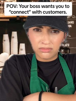 A post by @saraisthreads on TikTok caption: I’m too awkward for this.   #fyp #work #working #corporate #corporatelife #corporateamerica #corporatehumor #office #officelife #manager #managersbelike #career #quietquit #actyourwage #skit #funny #sketch #quietquitting #veronica #barista #baristalife #baristaproblems #baristatok #customer #customers #worklife #worklifebalance #workfromhome #job #funny #comedy #corporatehumor #laugh #coffee #starbucks #coffeeshop 