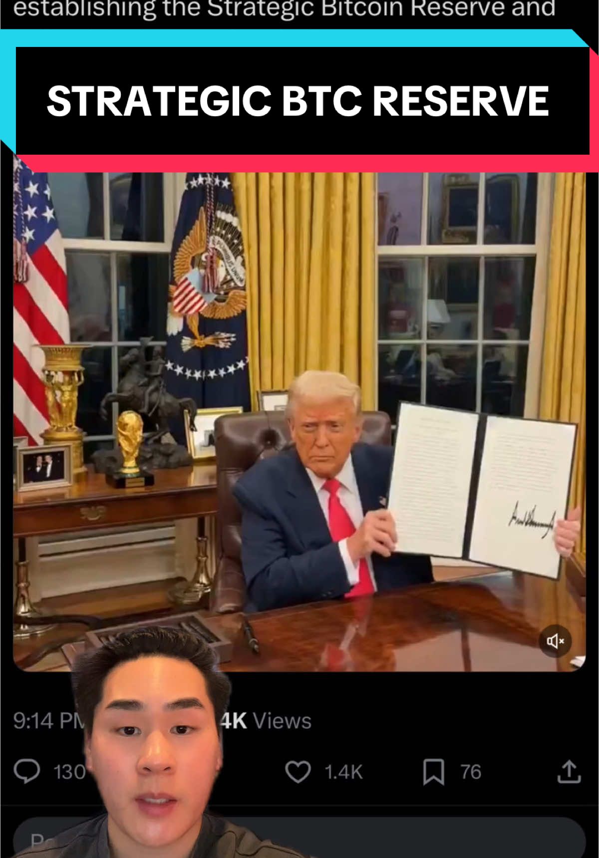 A post by @cryptowithkyle__ on TikTok caption: WHY THE BITCOIN STRATEGIC RESERVE MADE US SELL OFF #greenscreen #crypto #cryptonews #cryptotrading #cryptoinvesting #finance  #trading #news 