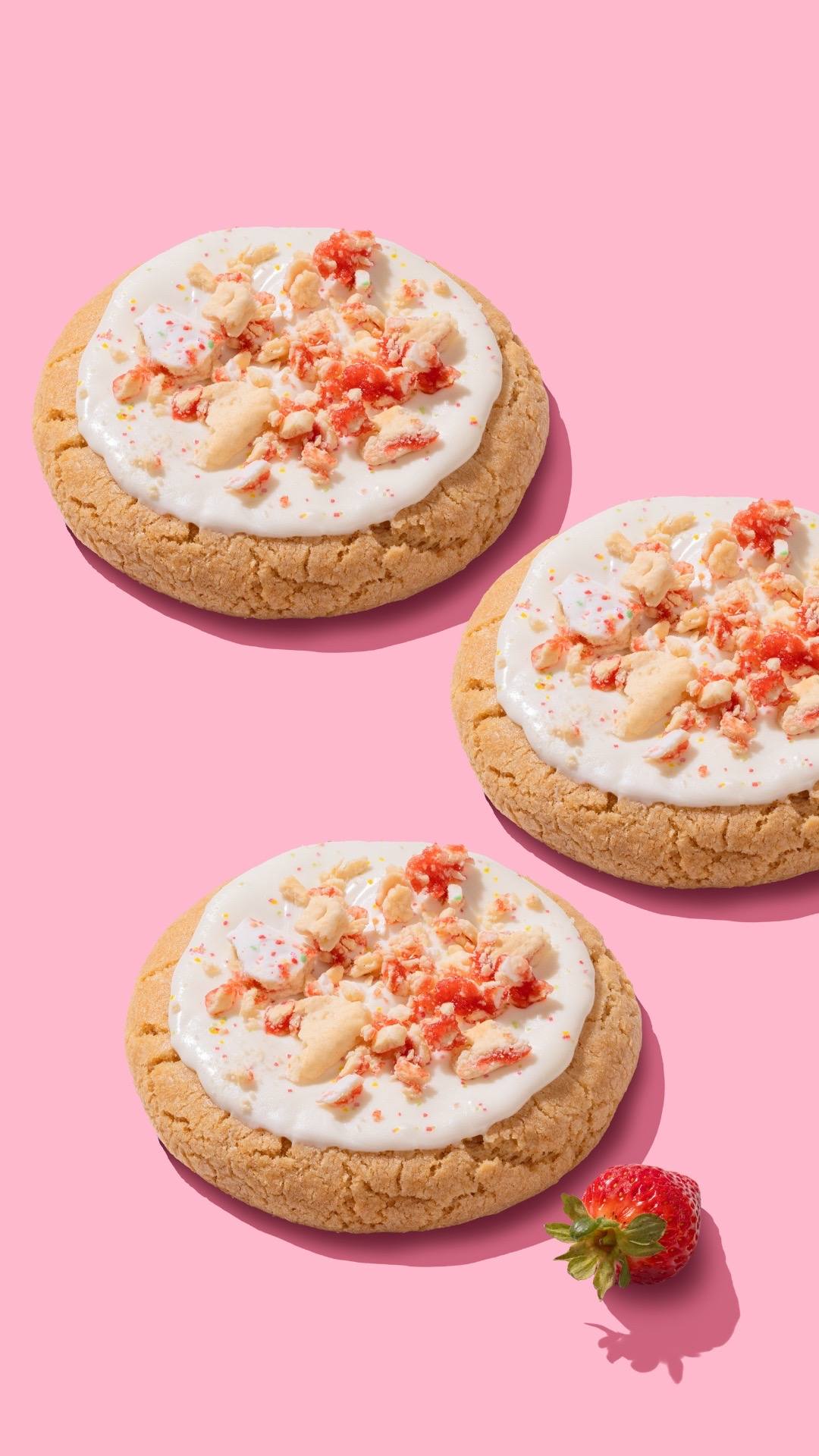 A post by @crumbl on TikTok caption: A cookie worth popping into Crumbl for. 👀♥️ Frosted Strawberry ft. Pop-Tarts® is back! #Crumbl