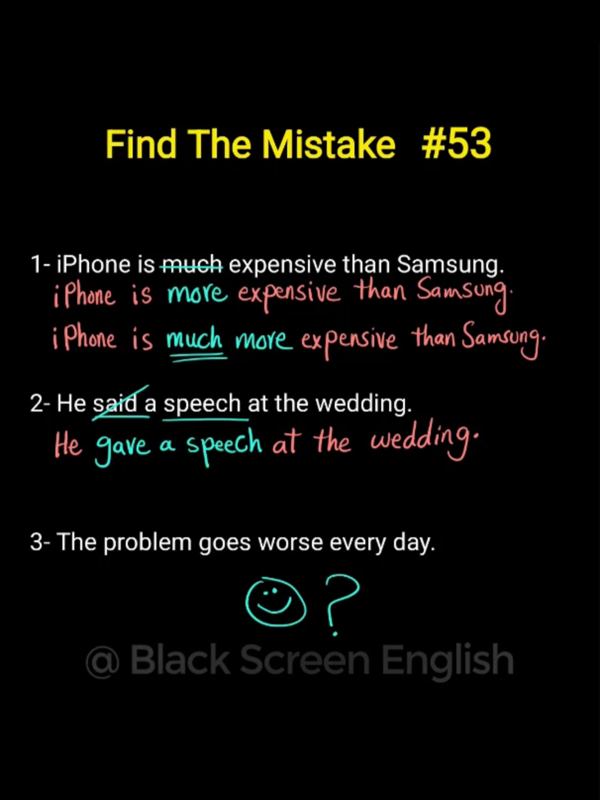 A post by @blackscreenenglish on TikTok caption: #foryou #learnenglish #LearnOnTikTok #grammar #ielts #english #englishvocabulary #black_screen_english