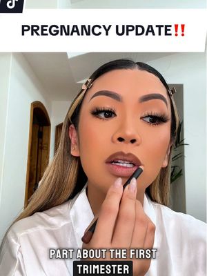 A post by @lianev on TikTok caption: #PREGNANCY UPDATE‼️ #pregnant #grwm #makeup 