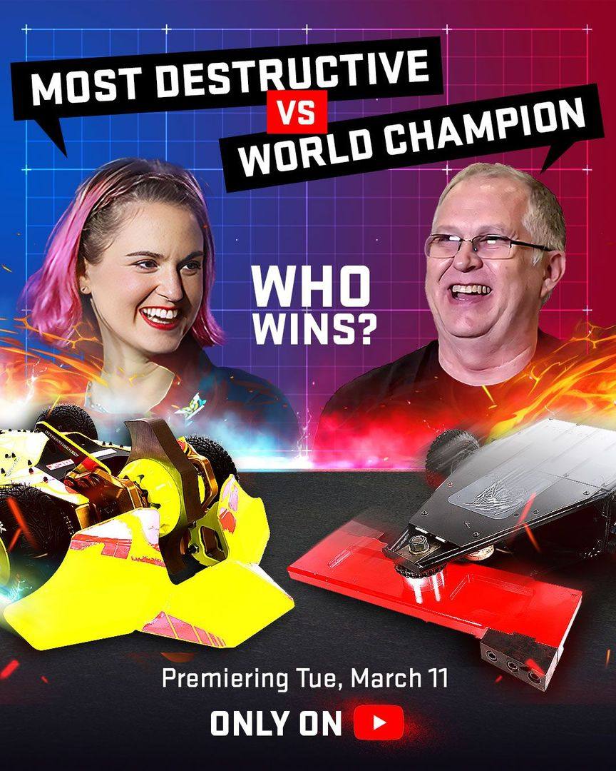 A post by @battlebots on TikTok caption: 🚨 SNEAK PEEK ALERT 🚨 On Tuesday, March 11, we’re dropping an 8-minute preview of our brand-new, self-produced series, BattleBots FaceOffs! It starts with an epic @HyperShockTV vs. Tombstone rematch and streams worldwide, exclusively on YouTube—for FREE. Mark your calendars & don’t miss the sneak peek. The full FaceOffs series launches soon—stay tuned!