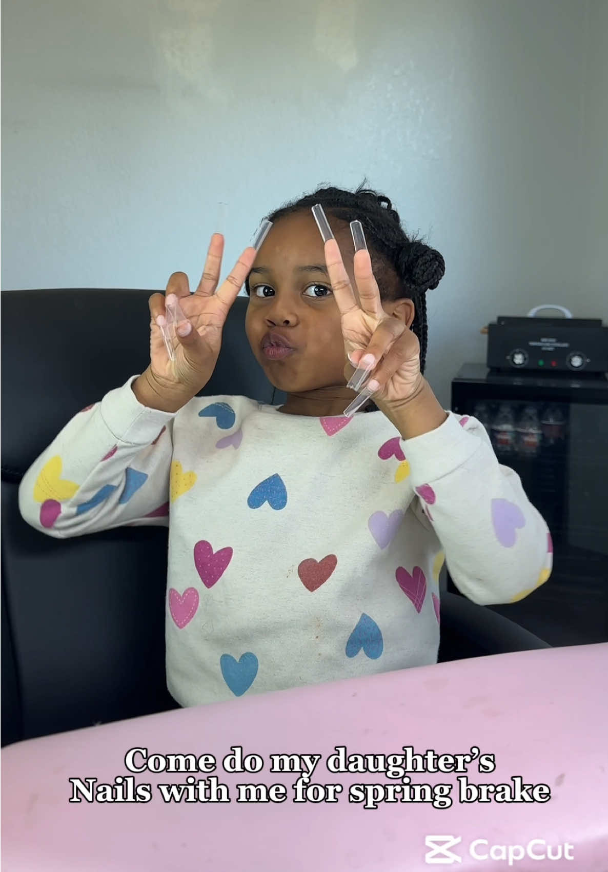A post by @thanailldoll on TikTok caption: She absolutely loves doing these videos. 🥹💕🫶🏽.                                    Discounts for the girls ☺️🎀 @@Lé MonéThenailldoll  @@Ana Does NailzLinda10 ##kidsoftiktok##nailsoftiktok##fypシ゚viral##springnails##galvestonnailtech##squarenails##houstontxnailtech##foryoupage##foryoupage##colorfulnails##viralvideo
