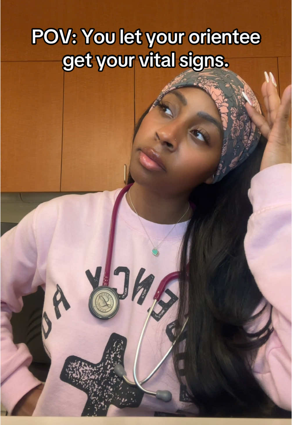 A post by @kaurynjay on TikTok caption: I was going to check behind you anyway, but dang sis!  #kaurynjay #nursebaddiekj #pediatricnursebaddiekj #nursesoftiktok #nursesofinstagram #nursecomedy #nursingstudent #nursingschool #nursesoftiktok #blacknurse #nursehumor #healthcare #fyp #8mapta #internationalwomensday #mayhem #nursesoftiktok 