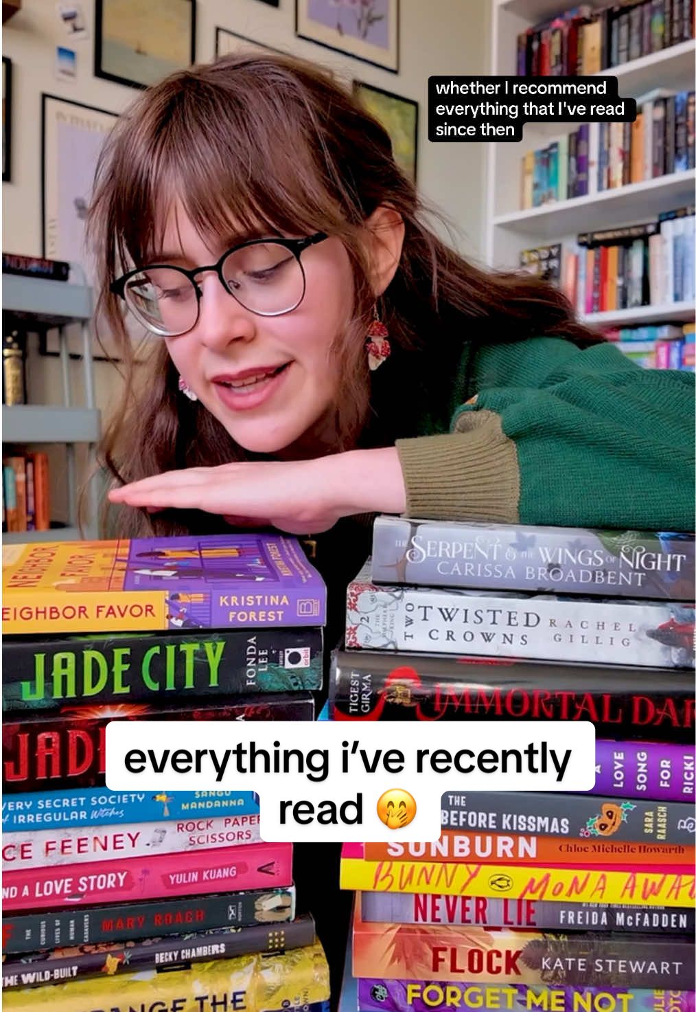 A post by @newlynova on TikTok caption: we’re so back here’s 5 months of books 🤭🤭 only kind of rapid fire but in my defense i don’t know how to shut up !! #bookreview #newlynova #readingwrapup #jadecity #bookreviews 