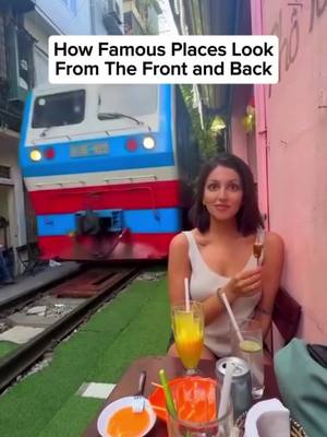 A post by @our_awesome_world on TikTok caption: How famous places look from the front and back #travel #explore #placestovisit 