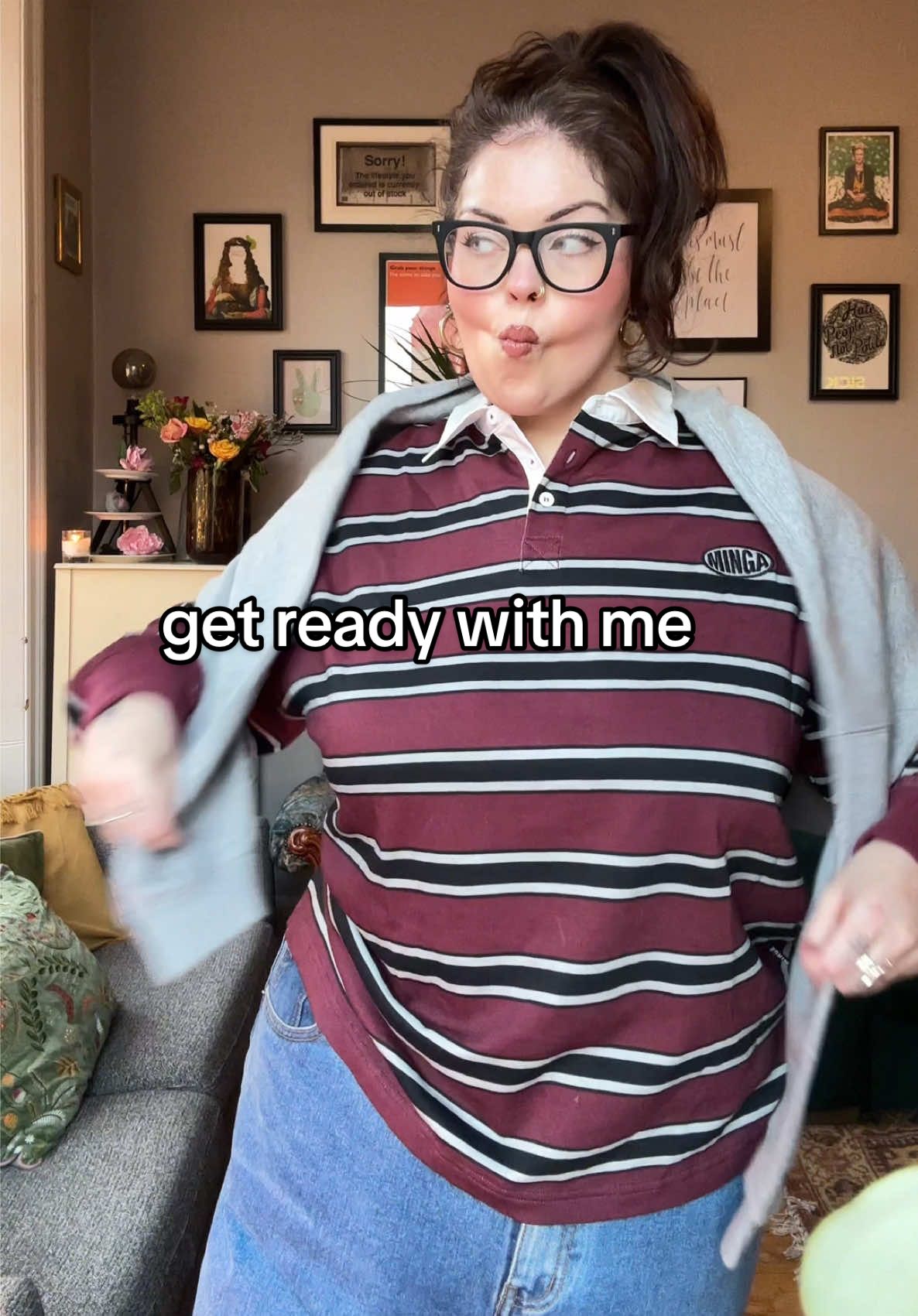 A post by @poppyadams92 on TikTok caption: my heart remains faithful to dresses & skirts but this fit is v cute & comfortable xo top @mingalondon  jeans @prettylittlething (old) #plussizeedition #getdressedwithme #plussize #plussizegrwm #plussizefashion #gdwmplussize 