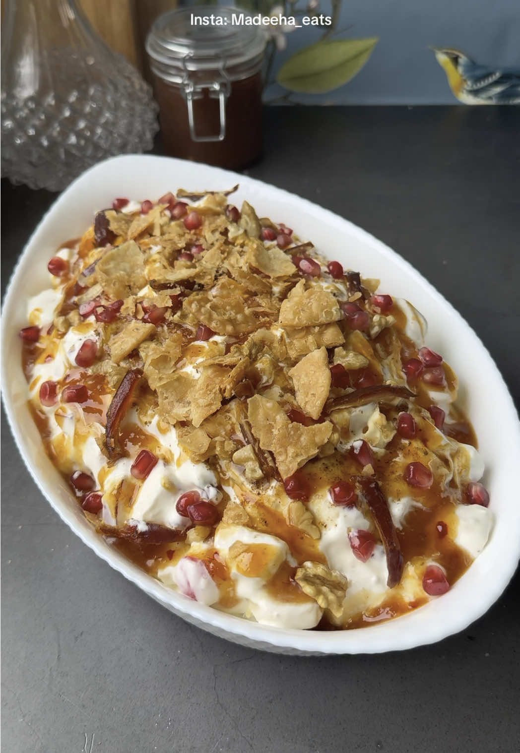 A post by @madeehasfoododyssey on TikTok caption: LAHORE BANO MARKET’s CREAMY FRUIT CHAAT This is pure nostalgia for us pardesis 🥹♥️👌🏻 Please do give it a try, I promise you will never make fruit chaat any other way 😉 #iftar #holi #chaat #punjabitiktok #foodtok #dessert #fyp 