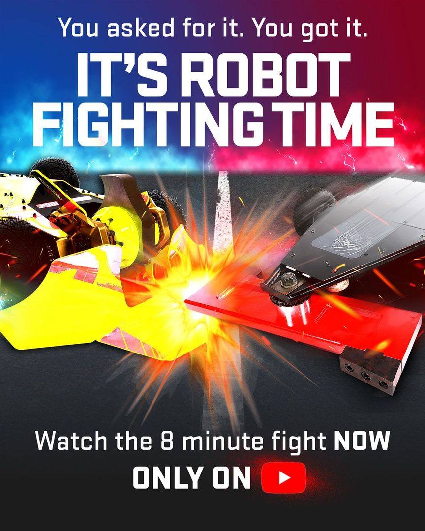 A post by @battlebots on TikTok caption: 🚨 THE REMATCH IS LIVE! 🚨 Tombstone vs. HyperShock—the epic rematch is happening NOW, exclusively on YouTube! Former World Champion vs. Most Destructive—who wins? Watch now: https://youtu.be/WZZHGeCkxzk And this is just the beginning… BattleBots FaceOffs is here! More fights coming soon.