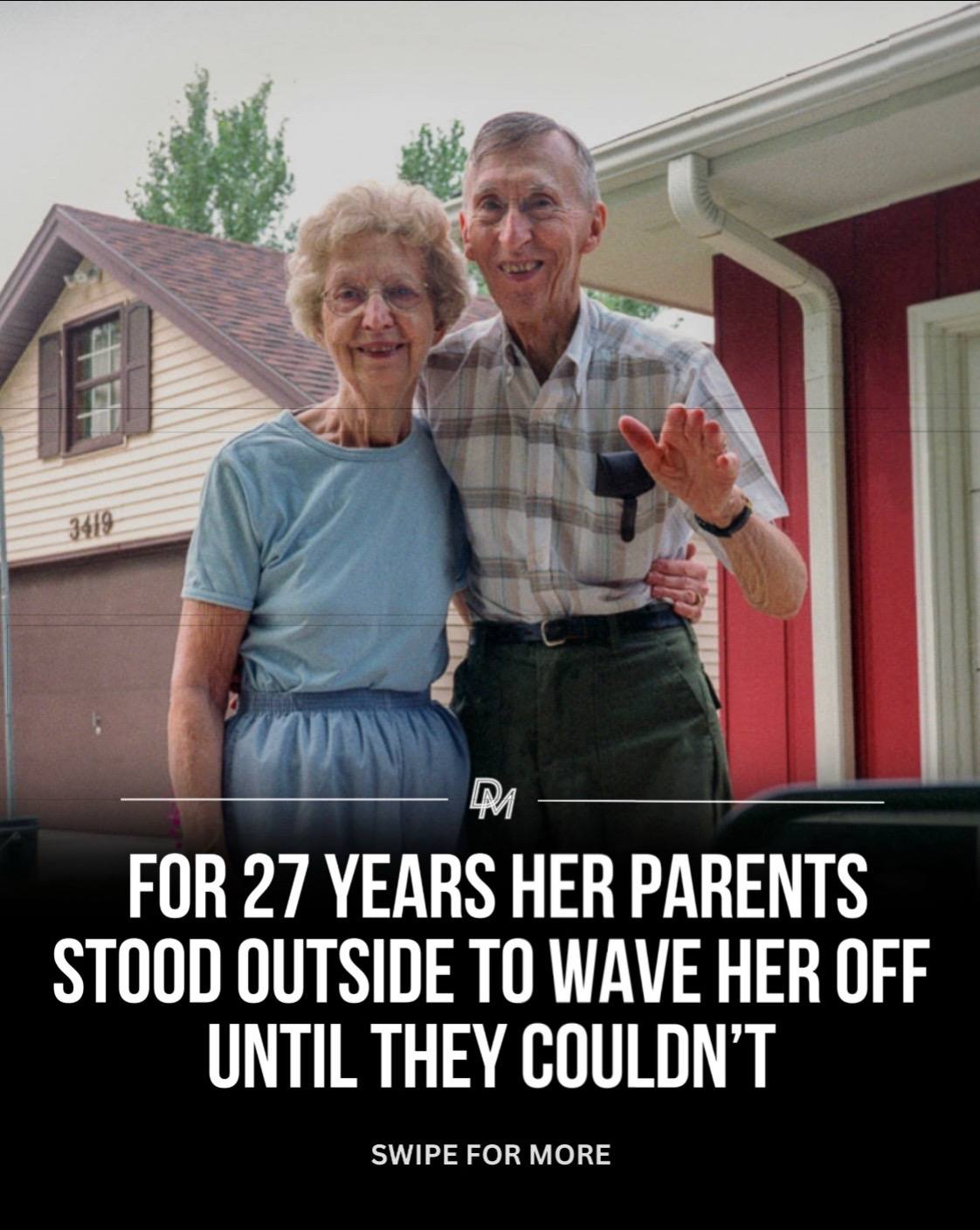 A post by @dominatingmotivation2 on TikTok caption: From 1991 to 2017, photographer Deanna Dikeman captured heartfelt goodbyes with her parents in Sioux City, lowa. - Her series, Leaving and Waving, weaves personal family moments with a tribute to her parents’ lasting love, showing the passage of time and the impact of farewells. - A touching moment she shared:  - "In 2009, there’s a photo without my father—he had passed just days after turning 91. My mother kept waving until she passed in 2017. After her funeral, I took one last photo-an empty driveway, with no one left to wave back." - - - #soulmate #loveyou #love #couplegoals #motivation #dominatingmotivation 