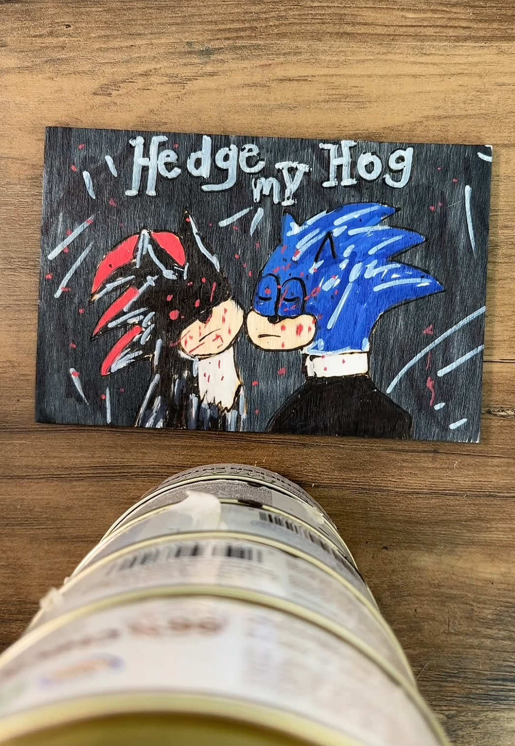 A post by @customwoodburningboss on TikTok caption: Emo sonic ❤️ #customwoodburning #SmallBusiness #girlboss 