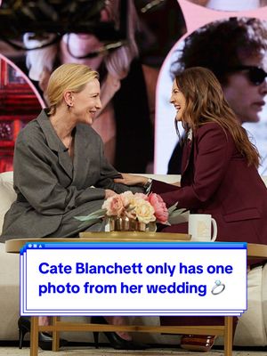 A post by @thedrewbarrymoreshow on TikTok caption: Tune in Friday (Mar. 14) for more with #BlackBag star Cate Blanchett! 💍 #cateblanchett #drewbarrymore #wedding #weddingtiktok 