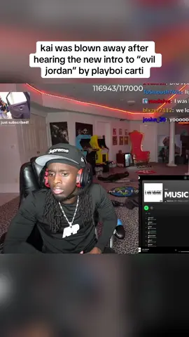A post by @vrewls on TikTok caption: new evil jordan intro is so majestic #kaicenat #playboicarti #fyp #foryoupage #iammusic #viral 