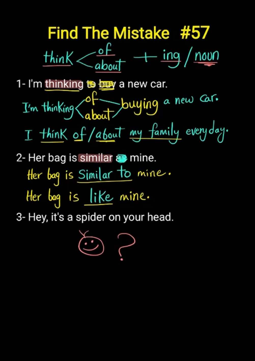 A post by @blackscreenenglish on TikTok caption: Common Mistakes in English  #foryou #learnenglish #learnontiktok #grammar #ielts #english #englishvocabulary #black_screen_english