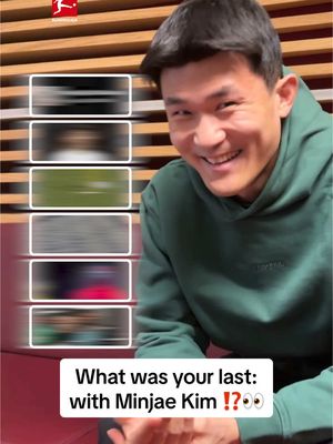 A post by @bundesliga on TikTok caption: What was your last: with Minjae Kim ⁉️👀 #bundesliga #fussball #FCBayern 