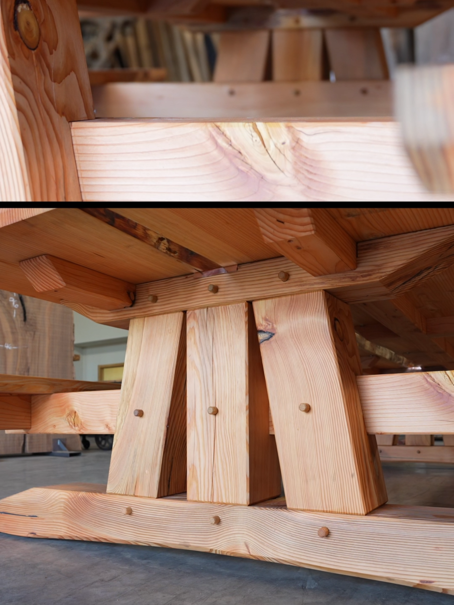 A post by @blacktailstudio on TikTok caption: Giant timber frame table giveaway