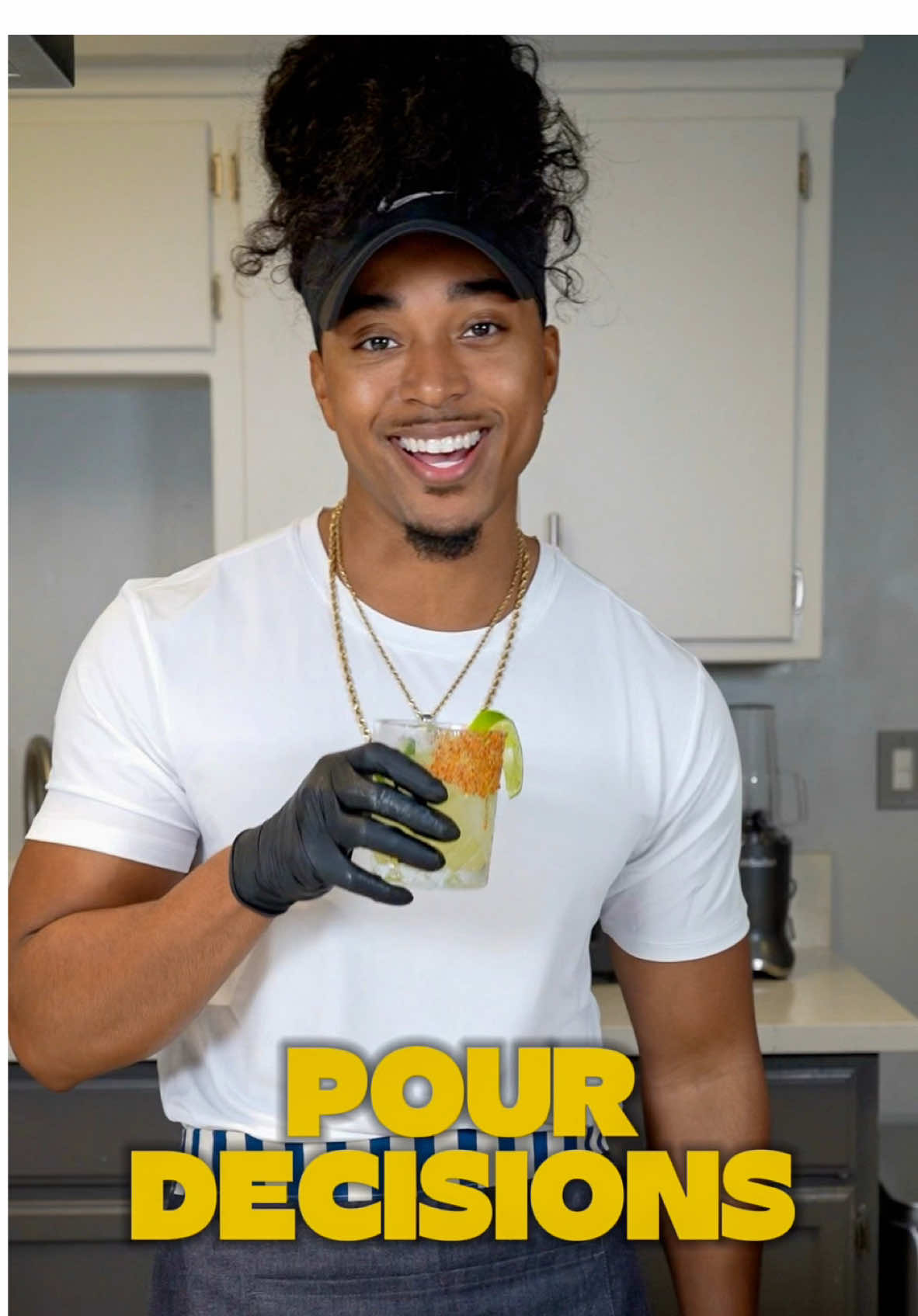 A post by @giofilipinohair on TikTok caption: POUR DECISIONS | Ep.1 Spicy Margarita  New Series, Everyone! 🍸🔥 I need y’all to drop your favorite cocktails in the comments so l can attempt to make them and rate them 1-10. I gotta broaden my palate, and what better way than trying YOUR favorite drinks? Let’s go! 🥂  #pourdecisions #gioswave  • • • Recipe:         2 oz tequila          1 oz lime juice          ¾ oz orange liqueur          ½–¾ oz agave syrup         2–3 slices jalapeño          Tajín or chili salt         Lime wedge @TajinUSA Official Account 