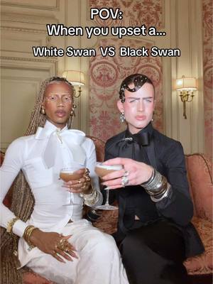A post by @rjchumbley on TikTok caption: White Swan VS Black Swan 🤍🖤 #whiteswan #blackswan #stevenuniverse #besties 