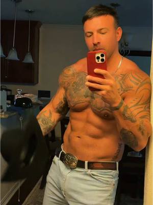 A post by @nottattedfire on TikTok caption: Daddy’s home #cowboy #wranglers #muscle #tattoos #BookTok #model #abs #daddy 
