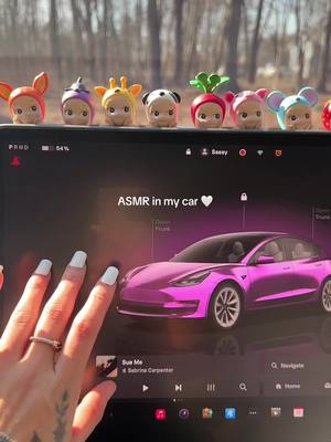 A post by @sassysoundsasmr on TikTok caption: #asmr #in #my #car #tesla #tapping #fyp 