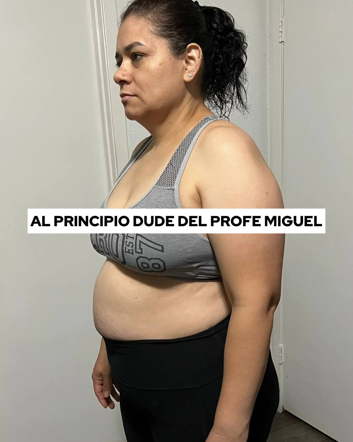 A post by @bajadepesoconmiguel on TikTok caption: Cecilia lo logró porque dejó de poner excusas. ¿Vas a seguir esperando otro año más? Este lunes empezamos clases. En mi perfil te dejo el link de ingreso 