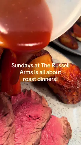 A post by @therussellarms_pub on TikTok caption: Another busy Sunday at The Russ #therussellarms #mayfamily #mayfamilypub #daddymay #daddymaycooks #food #foodie #roast #dinner
