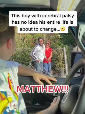 A post by @charlie on TikTok caption: Matthew’s dream come true series part 1! #fyp #cerebalpalsy #kindness 