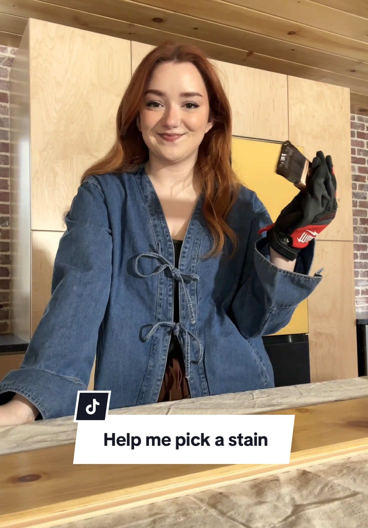 A post by @emilyrayna on TikTok caption: If you know any good gel stains to try let me know! #renovation #kitchendesign #diyproject #interiordesigner #colortheory 