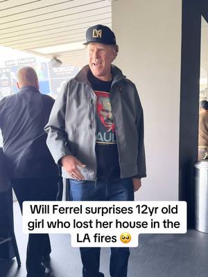 A post by @charlie on TikTok caption: Can’t believe this happened 🤯🤯 Thank u @LAFC for inviting Alyson to the game yesterday ⚽️🚀❤️ #lafc #Soccer #willferrell #celebrity #surprised #lafires #viral #kindness 
