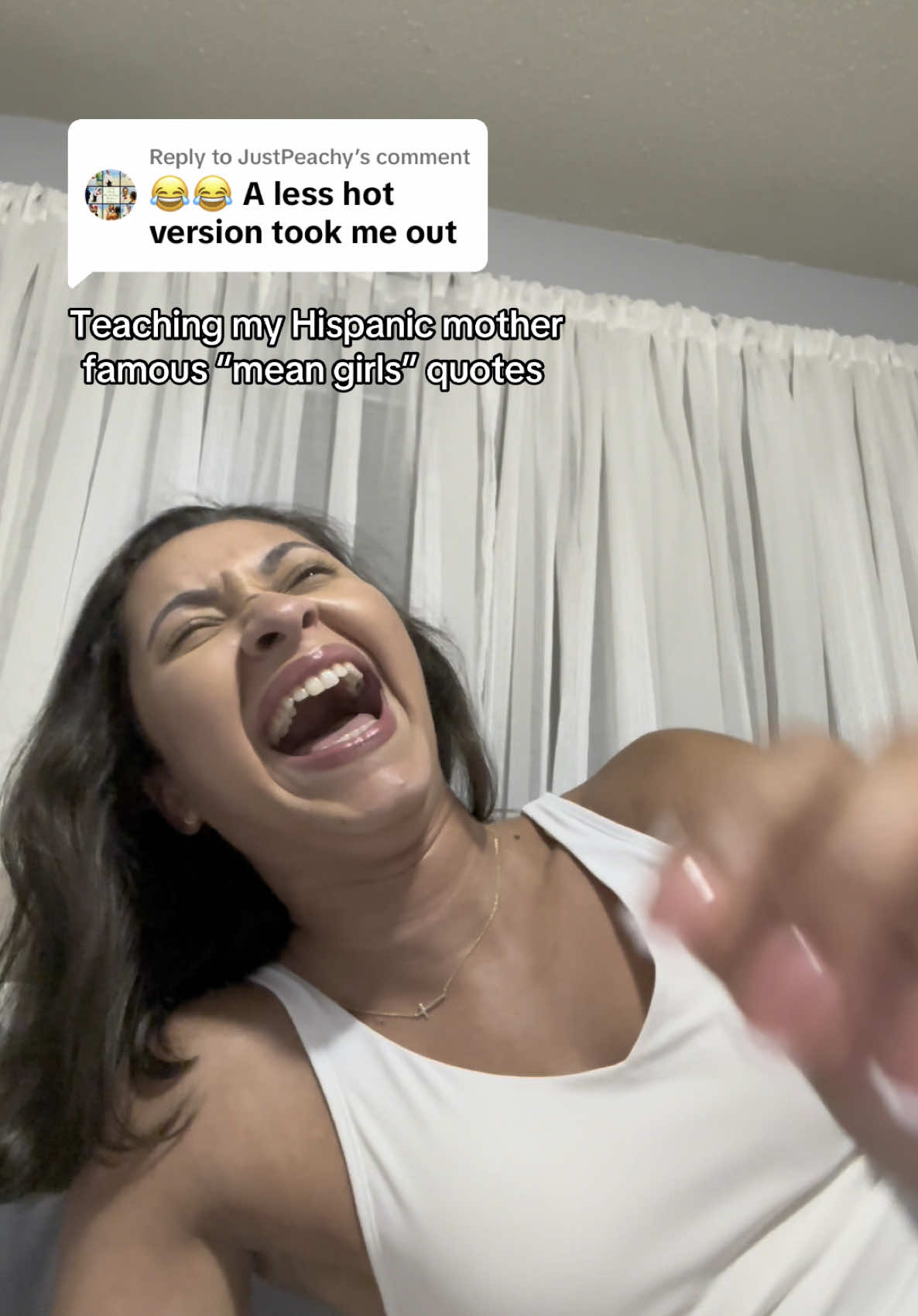 A post by @theedithcruz on TikTok caption: Replying to @JustPeachy practice makes perfect 🥴🥴🥴 #meangirls #meangirlsmovie #funnytok 
