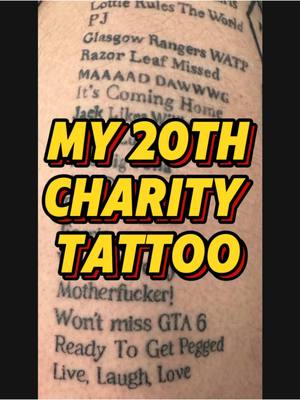 A post by @thekingofchemo on TikTok caption: I’ll tattoo the comment with the most likes ❤️ I use my terminal brain 🧠 cancer against itself to break a charity world record, but I put the FUN in FUNdraising so I don’t just straight up ask for donations. I ask people to follow and I get sponcers to donate on your behalf. Over $525,000 raised so far But people who want to donate, I try to give them something back and I put them into the weekly raffle to get whatever they want tattooed on me.  £6 gets a “ticket” to the weekly raffle. You can buy as many tickets as you want, if you want to up your chances of winning whatever you’d like tattooed on me. This week’s raffle winner also happened to be the highest bidder with £60, so she got 10 raffle tickets, and won. But there have also been 2 winners who just had 1 ticket 🎫  TwoTumourTattoosTuesday Every week there’s a second tattoo winner. Whatever comment gets the most likes will also be permanently inked on me. Last week’s winner was….😑 “ready to get pegged” not my favourite tattoo, but the audience voted, and I’m a man of my word. I’d highly recommend if you’re participating in the raffle, turn notifications 🔔 on for my channel. It doesn’t mean you’ll get an endless amount of notifications from everything and everyone on Instagram. It’ll only be the people you personally select to get notifications from. And even within that you can make it specifically to only stories, or reels or live streams or everything.  The Tattoos will be on inked on me the following Tuesday 18th of March, at @Samsara Tattoo Parlour samsaraparlour and the tattoo artist whose agreed to do this is @Hannah @Wolfesstattoos🧚🏻‍♀️✨  first 10 people booking a tattoo will get 20% off if you mention TheKingOfChemo  #worldrecord #charitytattoo #charityraffles #topcomment #tattooanything #terminalcancer #tattoo #tattoos #tattootuesday #tumour #tumor #humour #paddysday #pattysday #stpatricksday