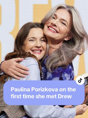 A post by @thedrewbarrymoreshow on TikTok caption: Paulina Porizkova and Drew go WAY back 👀 #paulinaporizkova #drewbarrymore #snl 