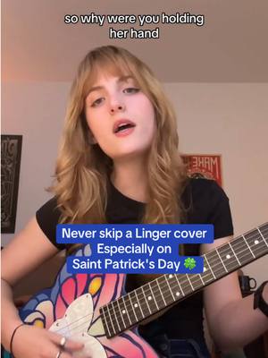 A post by @covernationofficial on TikTok caption: Can't have have a Saint Patrick's Day go by without a little @The Cranberries cover 🇮🇪🍀💚 we were hooked  on @sofia duhaime 🐞 vocals but we're SHOOK at the guitar reveal 😳😍💯 #linger #stpatricksday #irish #ireland  #cover #vocals #singing #guitartok #thecranberries 
