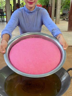 A post by @primitiveart01 on TikTok caption: How to crispy pink cake recipe