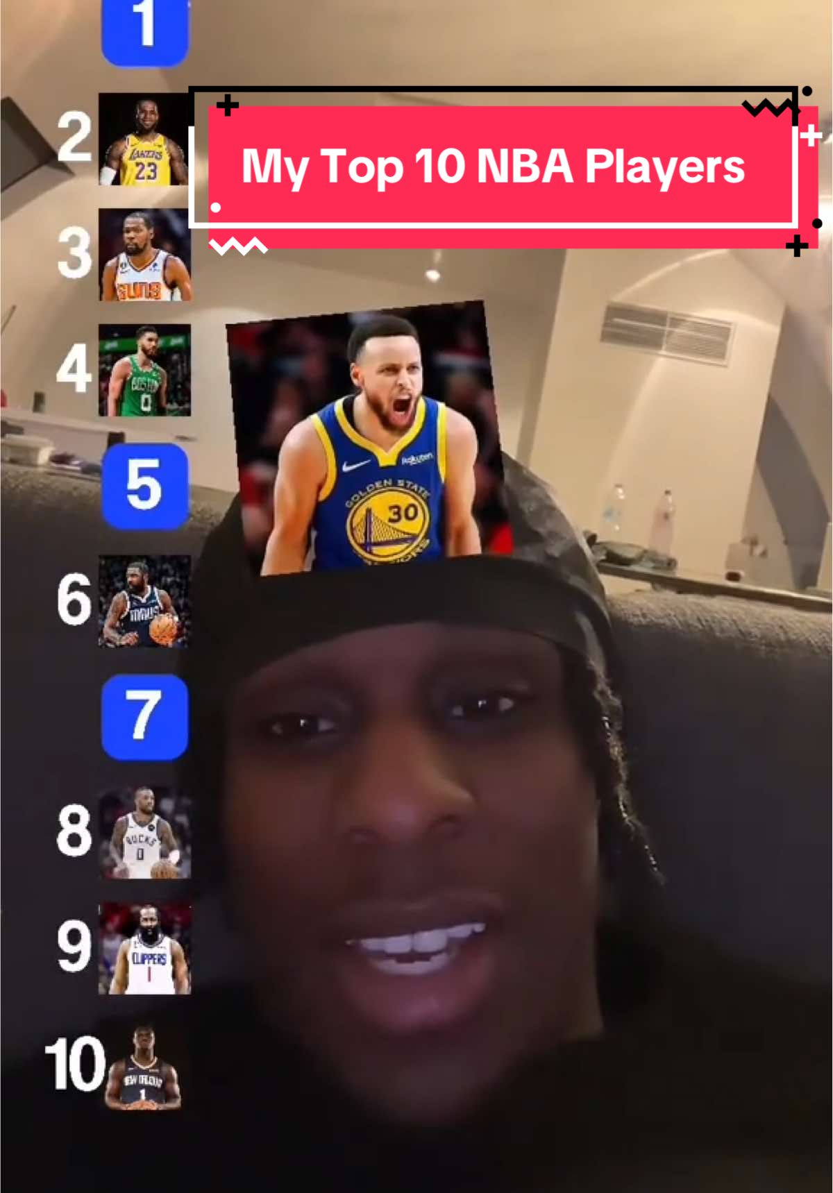 A post by @jeremiefrimpong on TikTok caption: What would you guys change?  Here’s my top 10 NBA players right now… 🤔 #nba #basketball #ranking 