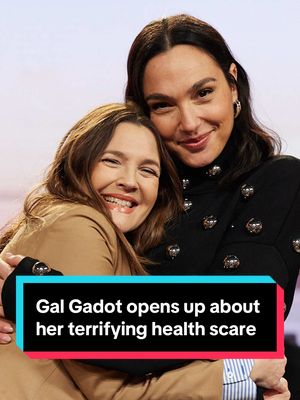 A post by @thedrewbarrymoreshow on TikTok caption: #SnowWhite star @Gal Gadot opens up about the terrifying health emergency that left her “scared to death.” #galgadot #womenshealth #pregnancy #drewbarrymore 